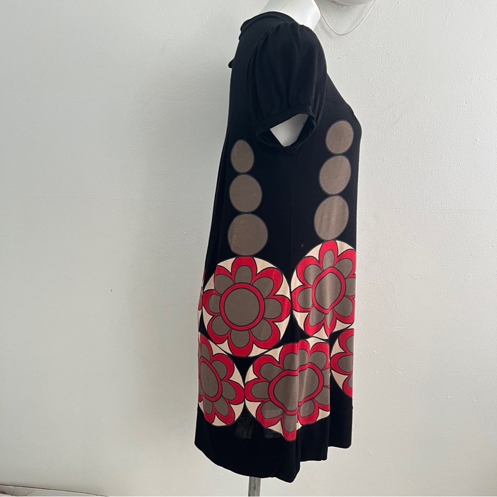 Zara floral polka dots vintage style tunic dress Black and Red Floral LARGE NEW - Picture 7 of 10